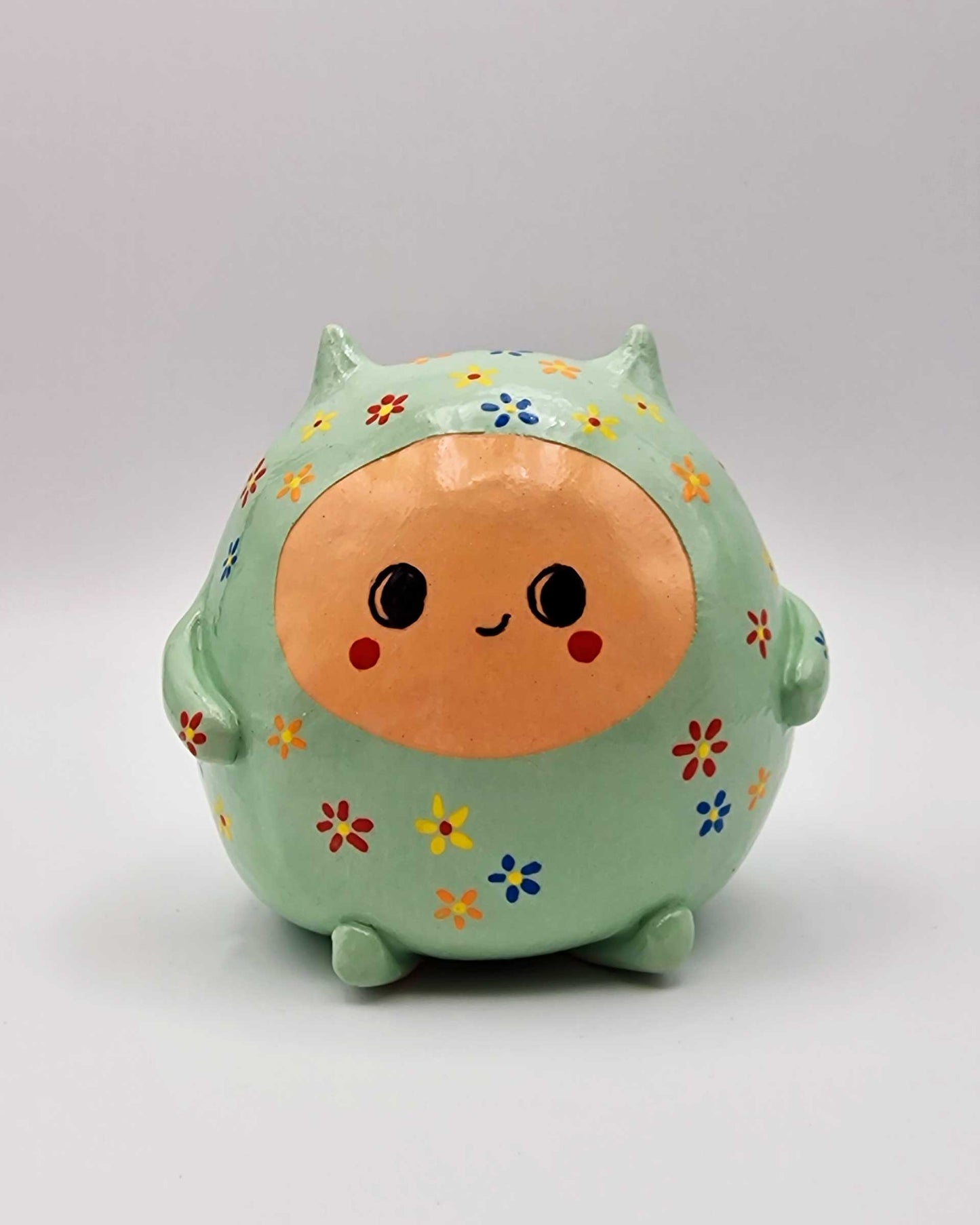 Piggy Bank: Little Monster with Painted Flowers