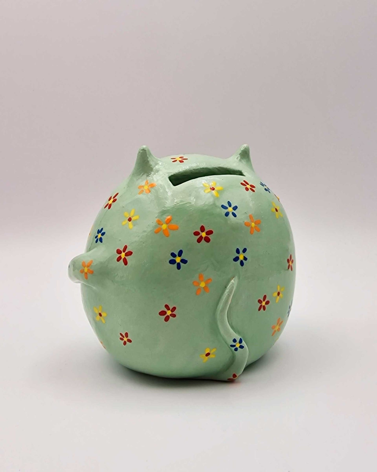 Piggy Bank: Little Monster with Painted Flowers