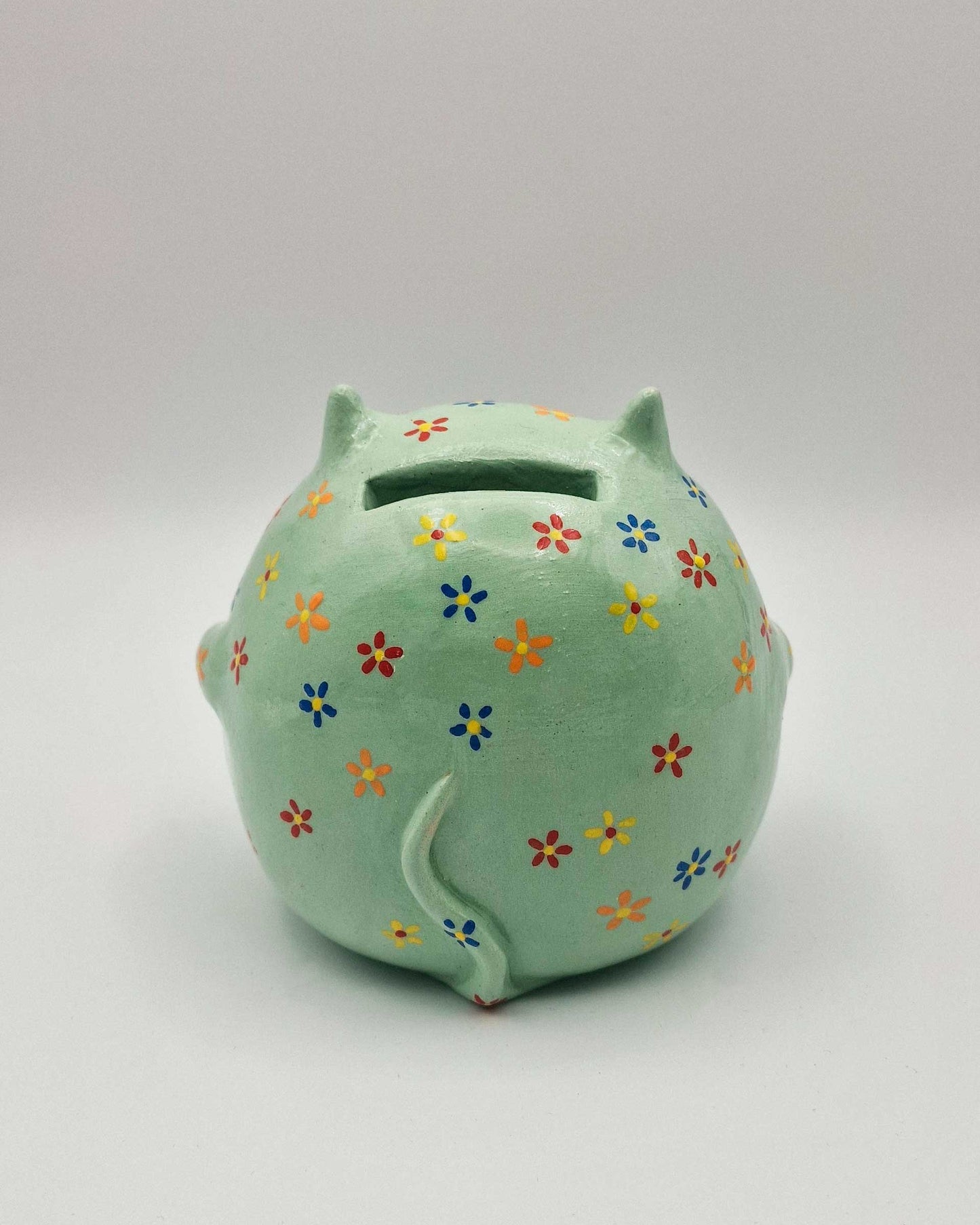 Piggy Bank: Little Monster with Painted Flowers